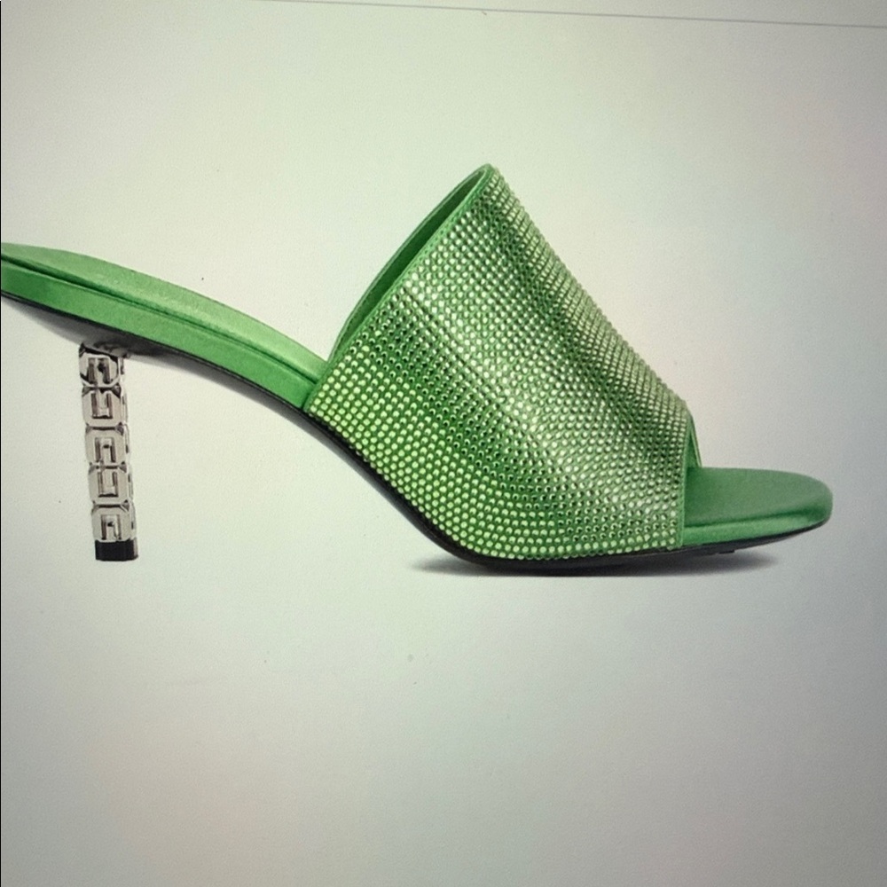 Givenchy Green Rhinestone Mules